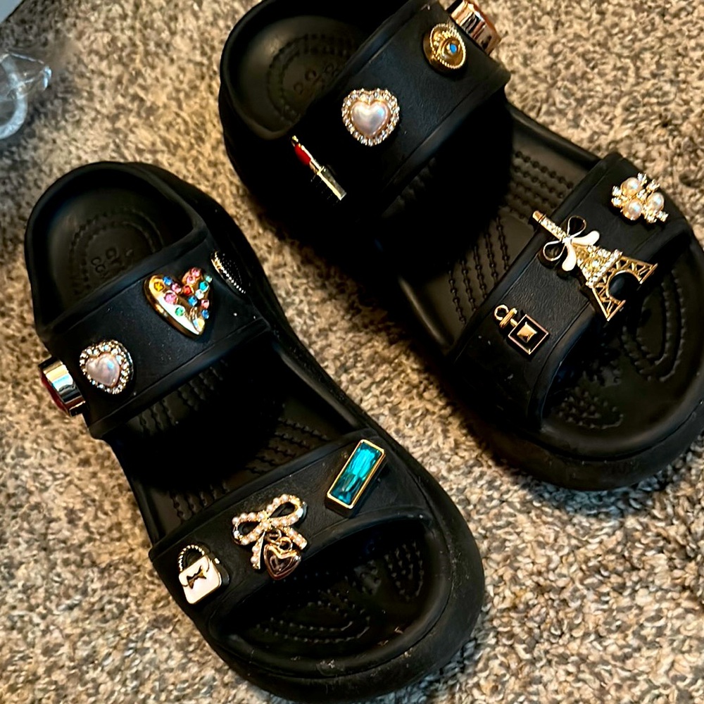 Black Crocs with Charms